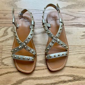 Marc Fisher square toe studded gold sandals 7.5